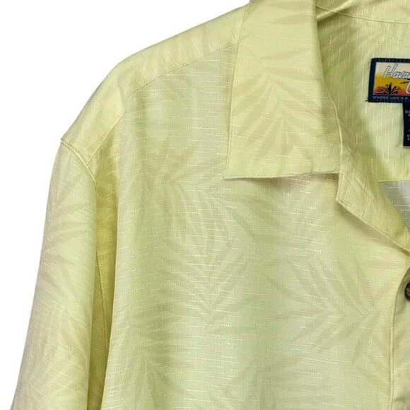 Havana Jack’s Café Hawaiian Camp Shirt Yellow Blue Floral Rayon XL - Picture 6 of 7